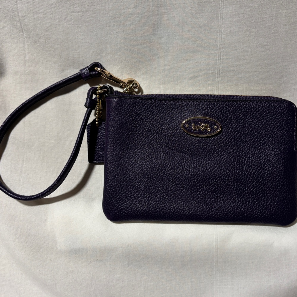 Vintage Coach Purple Leather Wristlet Wallet
